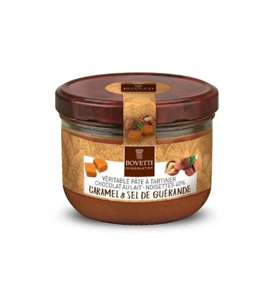 Pâte à Tartiner Chocolat au lait / noisettes 40% Caramel Sel de Guérande 200gr