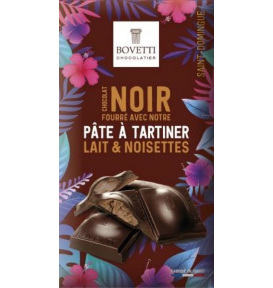 Tablette Chocolat Noir Fourré Pâte à Tartiner Lait et Noisette