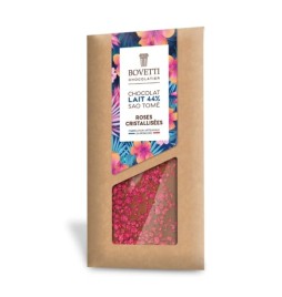 Tablette Chocolat au Lait 44% SAO TOME et Roses Cristallisées 100G
